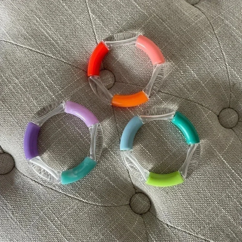 COPY - Womens Set of Acrylic Tube Bead Bracelets